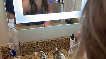 A Provocative Bridesmaid Secretly Gives A Passionate Blowjob In A White Dress